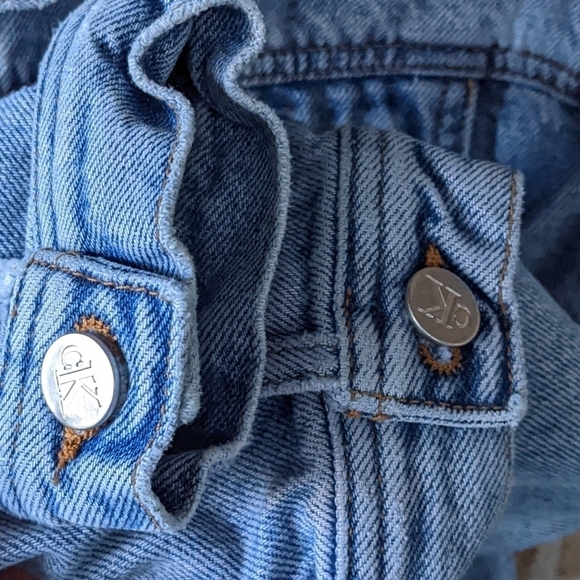 Vintage 90s Calvin Klein Jeans Double Stone Wash Denim Trucker Jacket Large - Picture 6 of 10